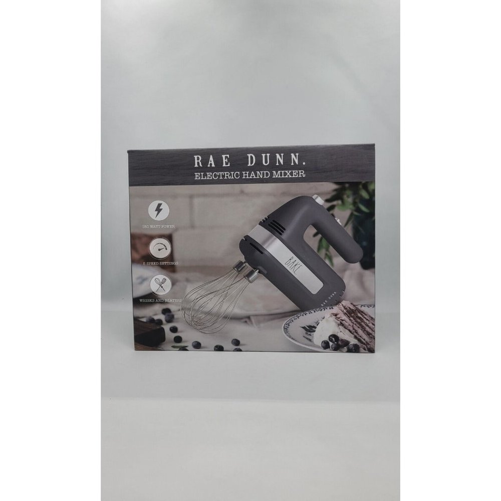 Rae Dunn Electric Hand Mixer Gray "Bake" NEW